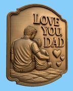 CNC & impression 3D relief Love You Dad avec père et fils, fichier STL très haute qualité