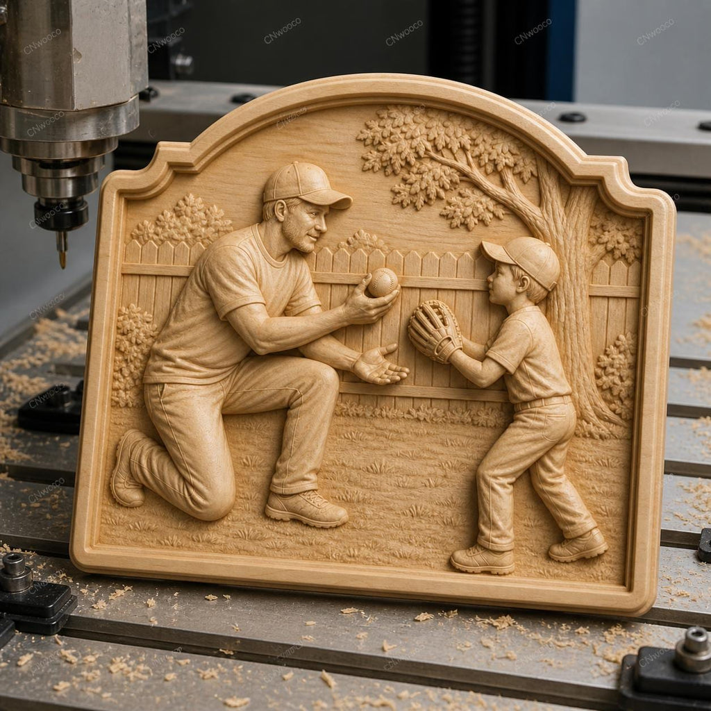 CNC & 3D-Reliefdruck Papa und Kind Baseball, sehr hochwertige STL-Datei
