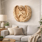CNC-Datei Schutzengel-Flügel, Holz-Basrelief Gedenkstätte, spirituelle Wanddekoration, Holzskulptur, 3D STL-Graviermodell
