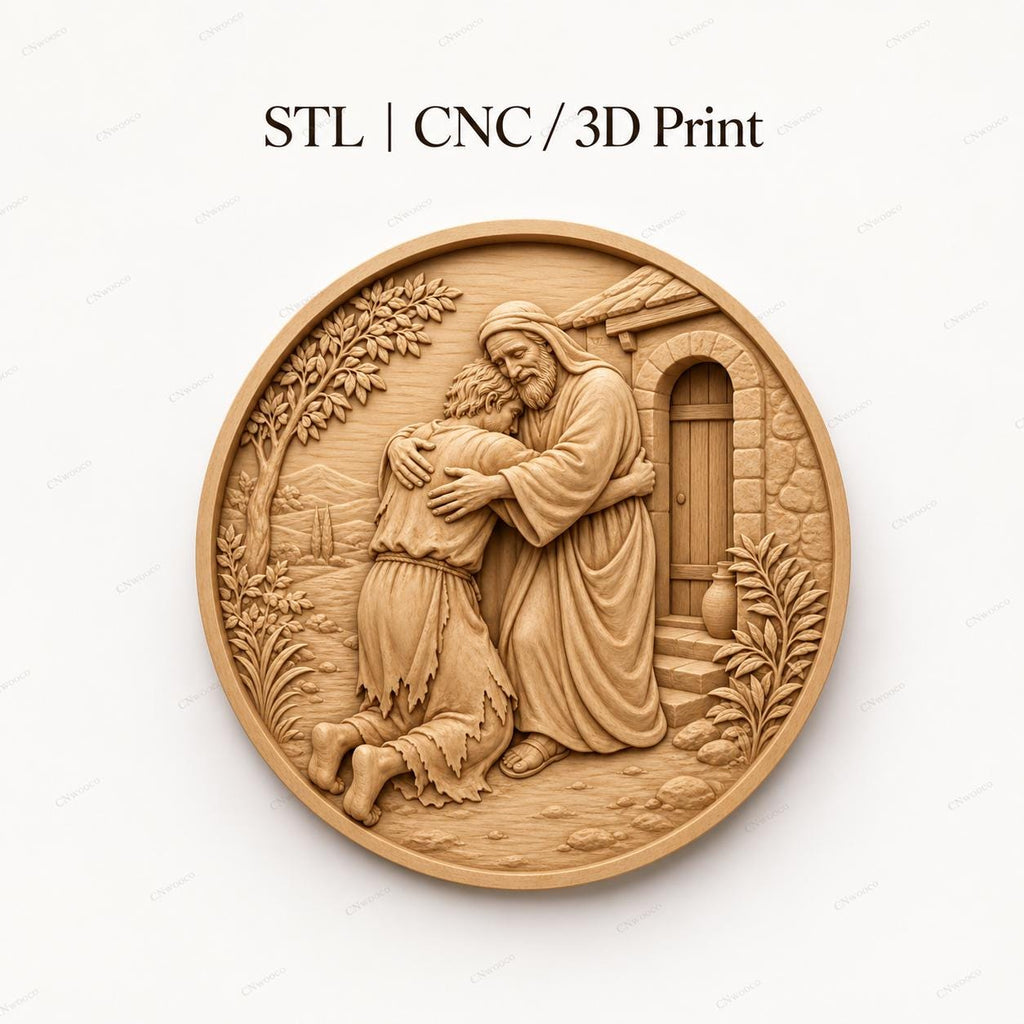 CNC & impression 3D relief de l’Annonciation avec ange Gabriel et Vierge Marie, fichier STL très haute qualité