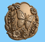 CNC & impression 3D relief papillon avec fleurs, décor floral élégant, fichier STL très haute qualité
