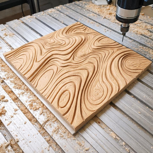 Fichier CNC panneau texture bois vague organique – bas-relief pour sculpture bois, décoration murale et meuble STL