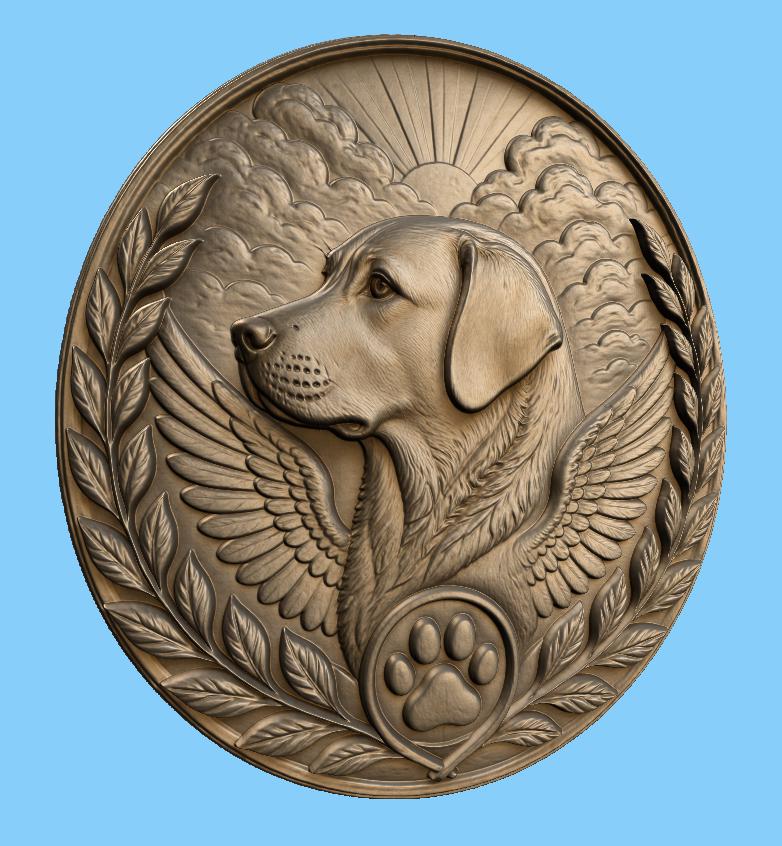 CNC & impression 3D chien ange mémorial, STL de haute qualité pour souvenir animal et sculpture bois