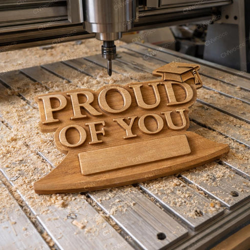 Fichier CNC & impression 3D panneau “Proud Of You” personnalisable – bas-relief bois pour cadeau graduation, décoration murale STL