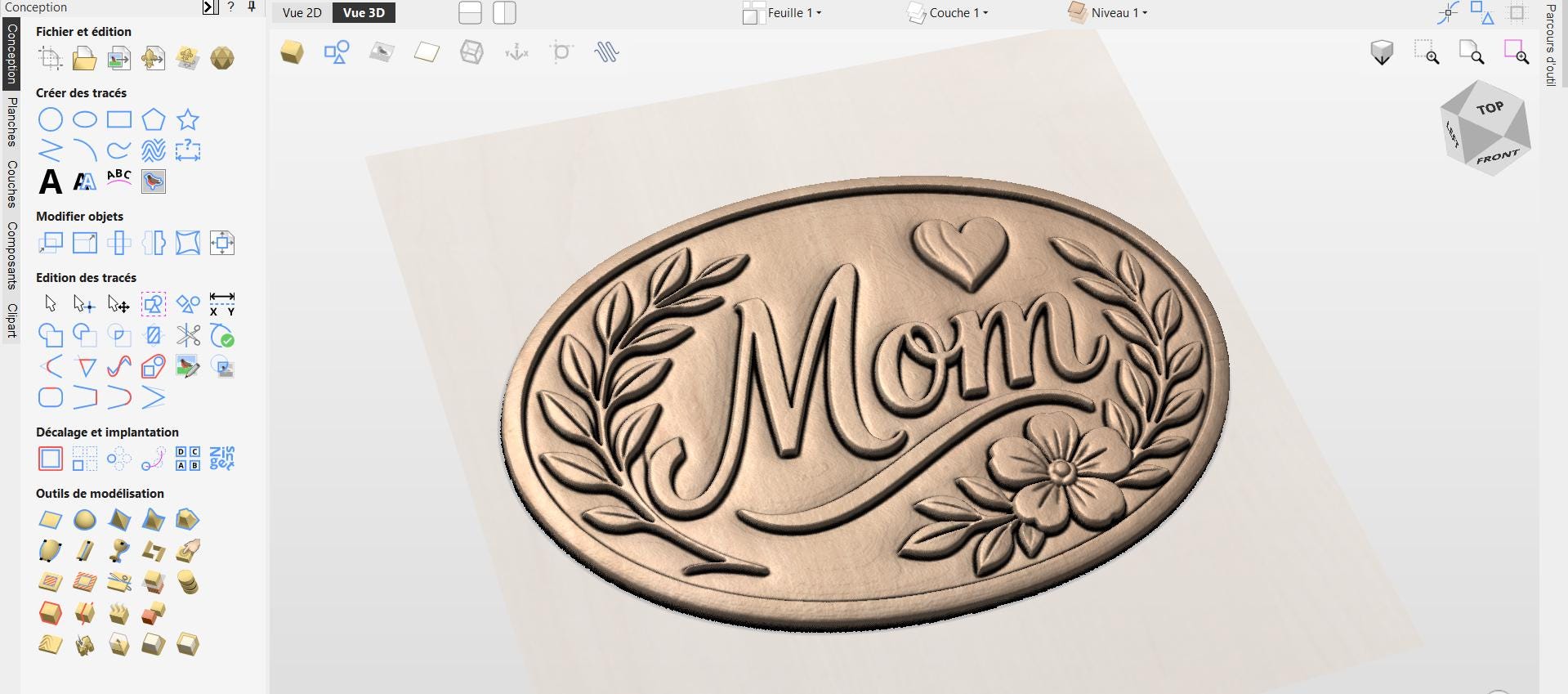 CNC-Datei & 3D-Druck „Blumen-Mama“-Schild – Holz-Basrelief für Muttertagsgeschenk, rustikale Wanddekoration STL