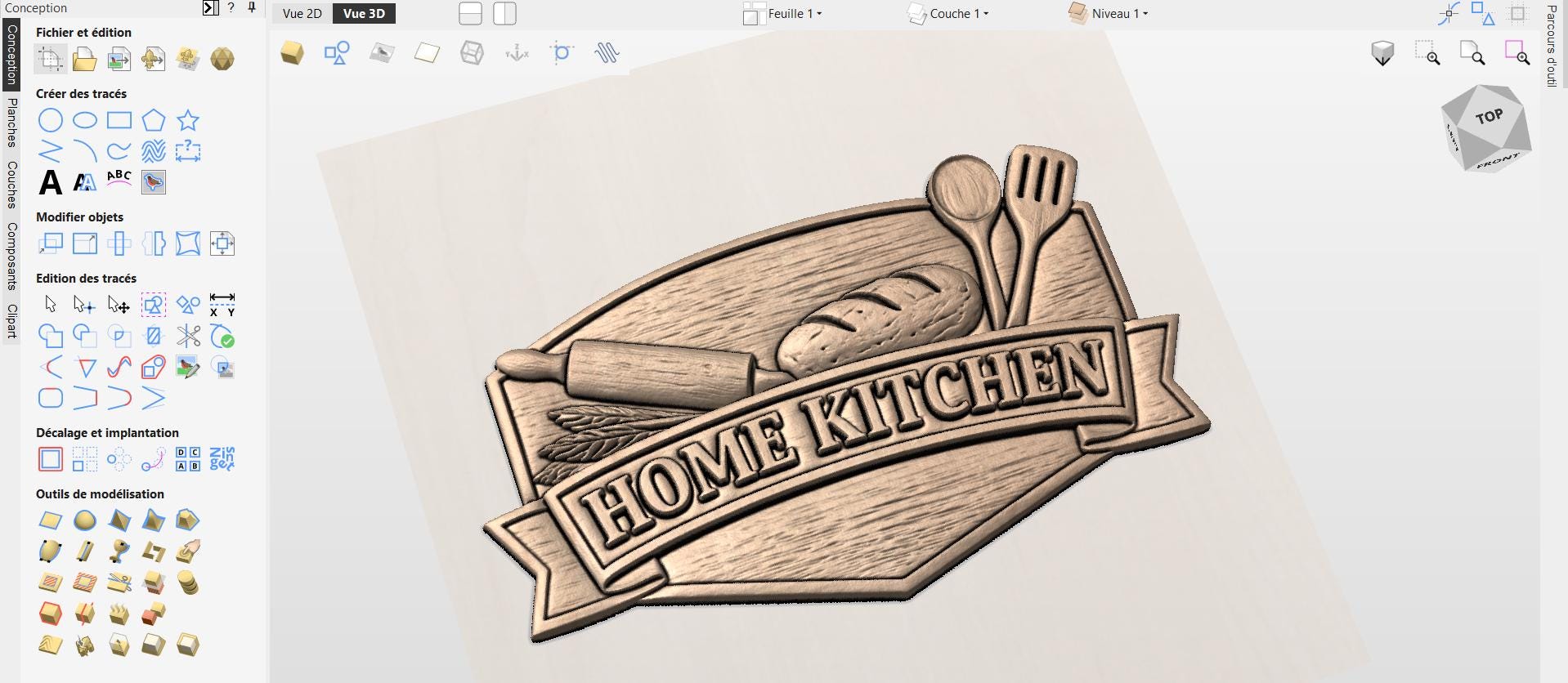 CNC- & 3D-Druckdatei rustikale Küchenplatte – Holz-Basrelief für Farmhouse-Wanddekoration STL