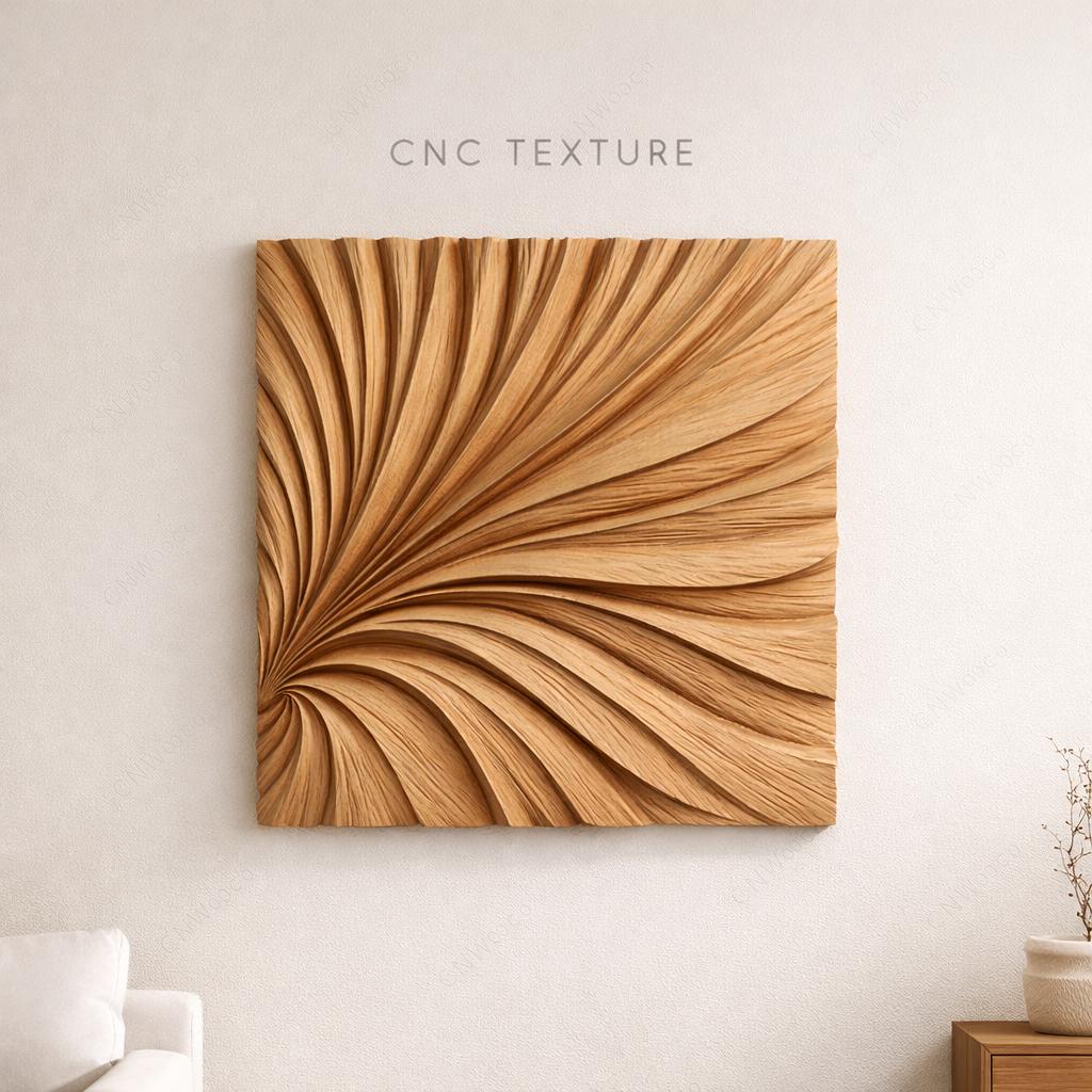 Fichier CNC panneau texture bois organique fluide – bas-relief motif pour sculpture bois, design surface décorative et panneau mural STL