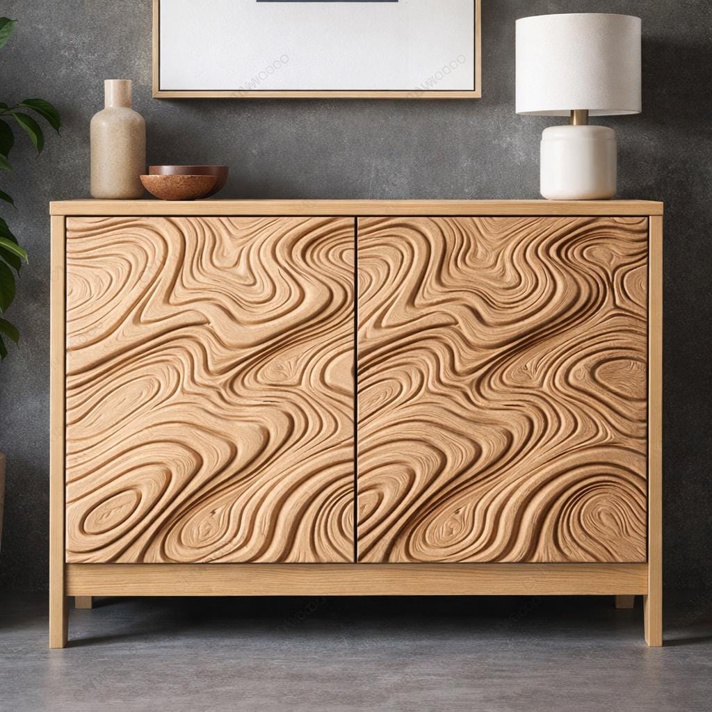 Fichier CNC panneau texture bois vague organique – bas-relief pour sculpture bois, décoration murale et meuble STL
