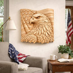 Fichier CNC aigle américain – bas-relief drapeau USA pour sculpture bois, décoration murale patriotique STL