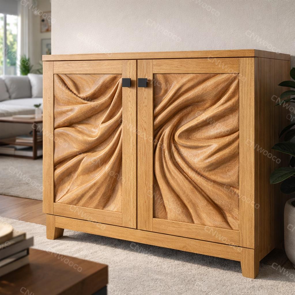 Fichier CNC panneau texture bois abstraite – bas-relief pour sculpture bois, design porte de meuble et décoration murale STL