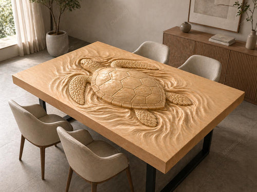 Fichier CNC tortue marine – bas-relief animal océan pour sculpture bois, décoration murale et vie marine STL
