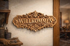 CNC-Datei "Willkommen" – ornamentales Basrelief für Holzskulptur, Wanddekoration STL
