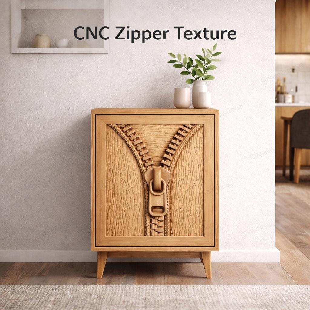 Fichier CNC panneau fermeture éclair bois, bas-relief texture zip décoratif, décoration murale originale, modèle gravure 3D STL