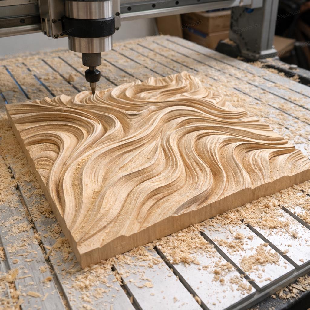 Fichier CNC panneau texture bois flux abstrait – bas-relief pour sculpture bois, design porte de meuble et décoration murale STL