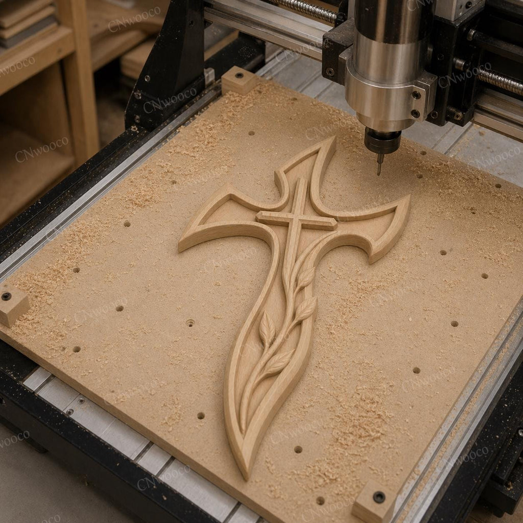 Fichier CNC & impression 3D croix en bois – bas-relief chrétien pour sculpture bois, décoration murale rustique STL