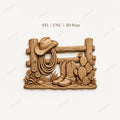 CNC & impression 3D clôture western avec bottes cowboy et cactus, fichier STL très haute qualité
