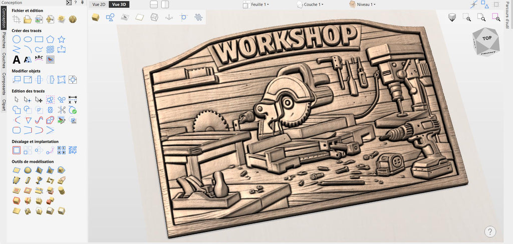 Fichier CNC panneau atelier Made in America – bas-relief bois pour sculpture CNC, décoration murale workshop STL