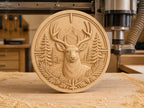 CNC & impression 3D cerf en forêt, relief chasse et nature STL haute qualité pour sculpture bois et décoration lodge