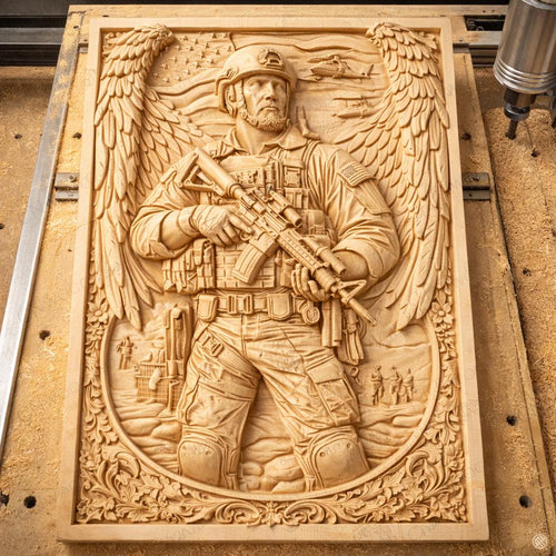 Fichier CNC soldat hommage militaire, bas-relief bois patriotique, décoration murale, sculpture bois, modèle gravure 3D STL