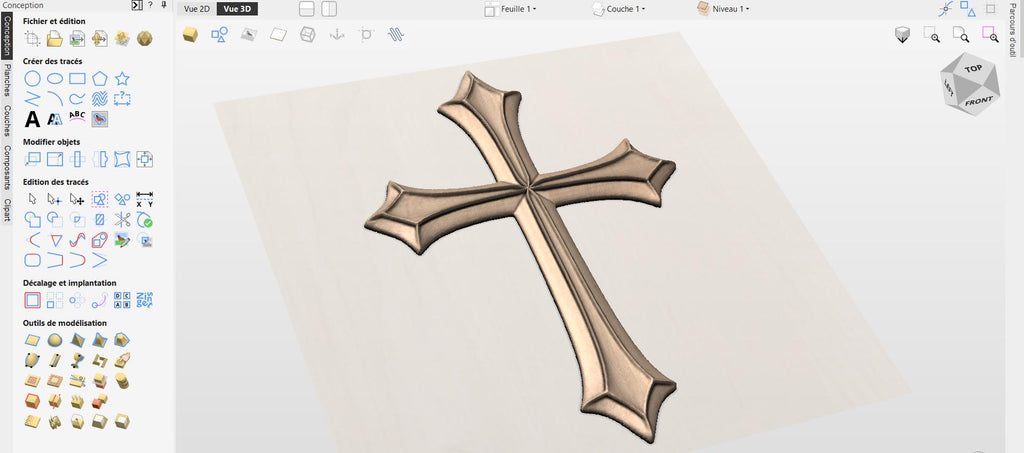 Fichier CNC & impression 3D croix chrétienne – bas-relief bois pour sculpture CNC, décoration murale religieuse STL