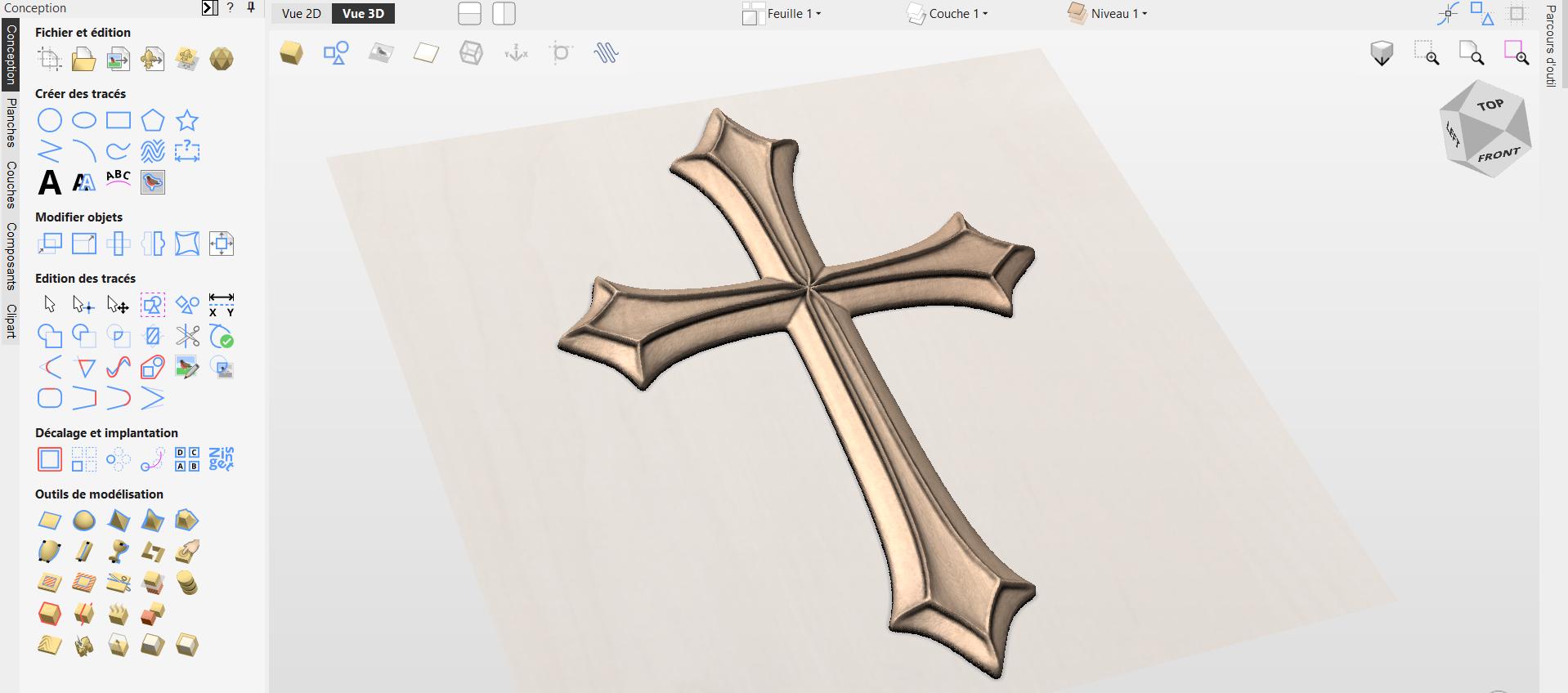 Fichier CNC & impression 3D croix chrétienne – bas-relief bois pour sculpture CNC, décoration murale religieuse STL