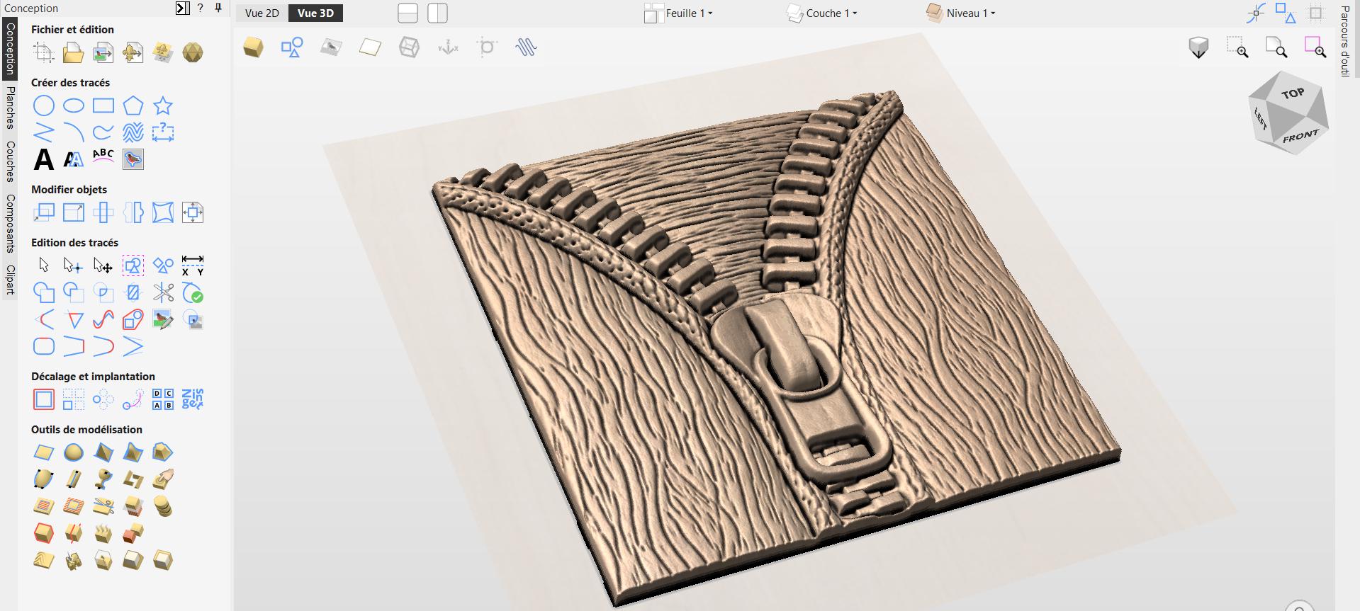 Fichier CNC panneau fermeture éclair bois, bas-relief texture zip décoratif, décoration murale originale, modèle gravure 3D STL