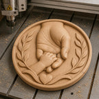 CNC & impression 3D relief mains père et enfant avec cœur, fichier STL très haute qualité