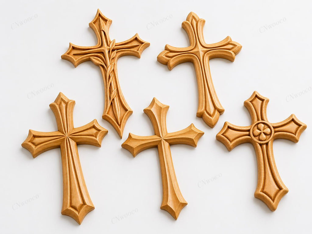 Fichier CNC & impression 3D pack 20 croix religieuses – bas-reliefs chrétiens pour sculpture bois, décoration murale STL