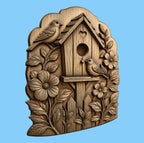 CNC & impression 3D relief nichoir à oiseaux floral, birdhouse décor jardin, fichier STL très haute qualité