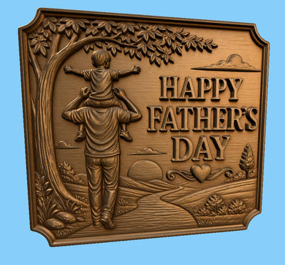 CNC & impression 3D relief fête des pères avec papa et enfant, fichier STL très haute qualité