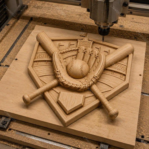 CNC & impression 3D plaque baseball avec gant et battes, fichier STL très haute qualité