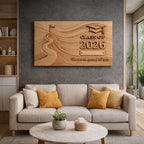 Fichier CNC diplôme Class of 2026 – bas-relief bois avec nom personnalisable pour décoration murale et cadeau STL