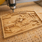 Fichier CNC panneau atelier Made in America – bas-relief bois pour sculpture CNC, décoration murale workshop STL