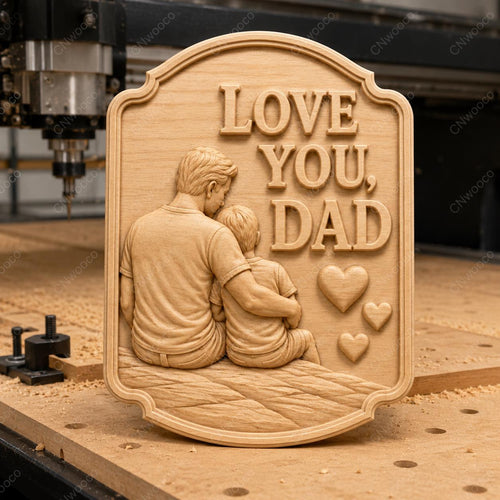 CNC & impression 3D relief Love You Dad avec père et fils, fichier STL très haute qualité