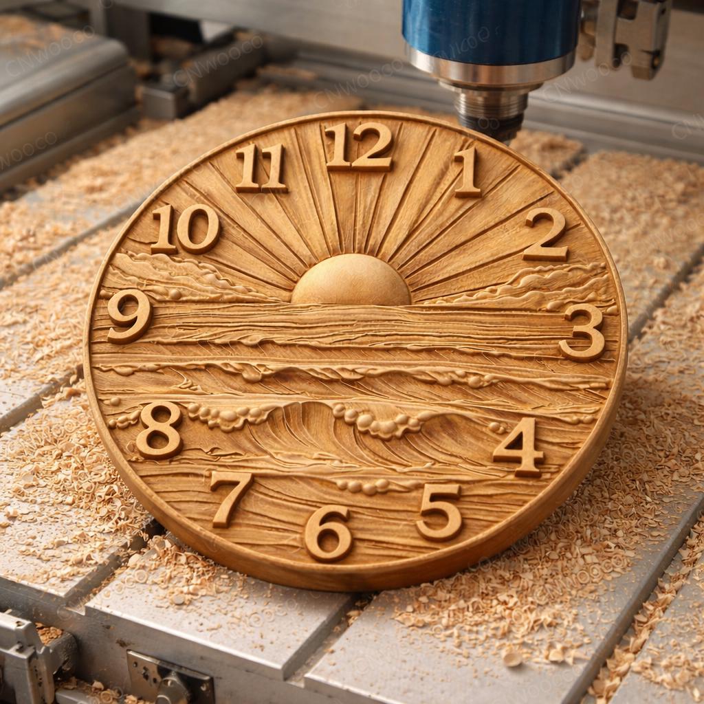 CNC-Datei moderne Meeresuhr – maritimes Basrelief für Holzskulptur, Wanddekoration STL