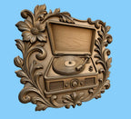 CNC & impression 3D relief tourne-disque vintage avec ornements floraux, fichier STL très haute qualité