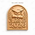 CNC & impression 3D relief diplôme Class of 2026, fichier STL très haute qualité