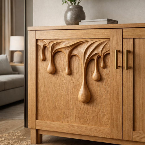 Fichier CNC panneau texture bois gouttes d’eau – bas-relief motif fluide abstrait pour sculpture bois, design meuble ,décoration murale STL