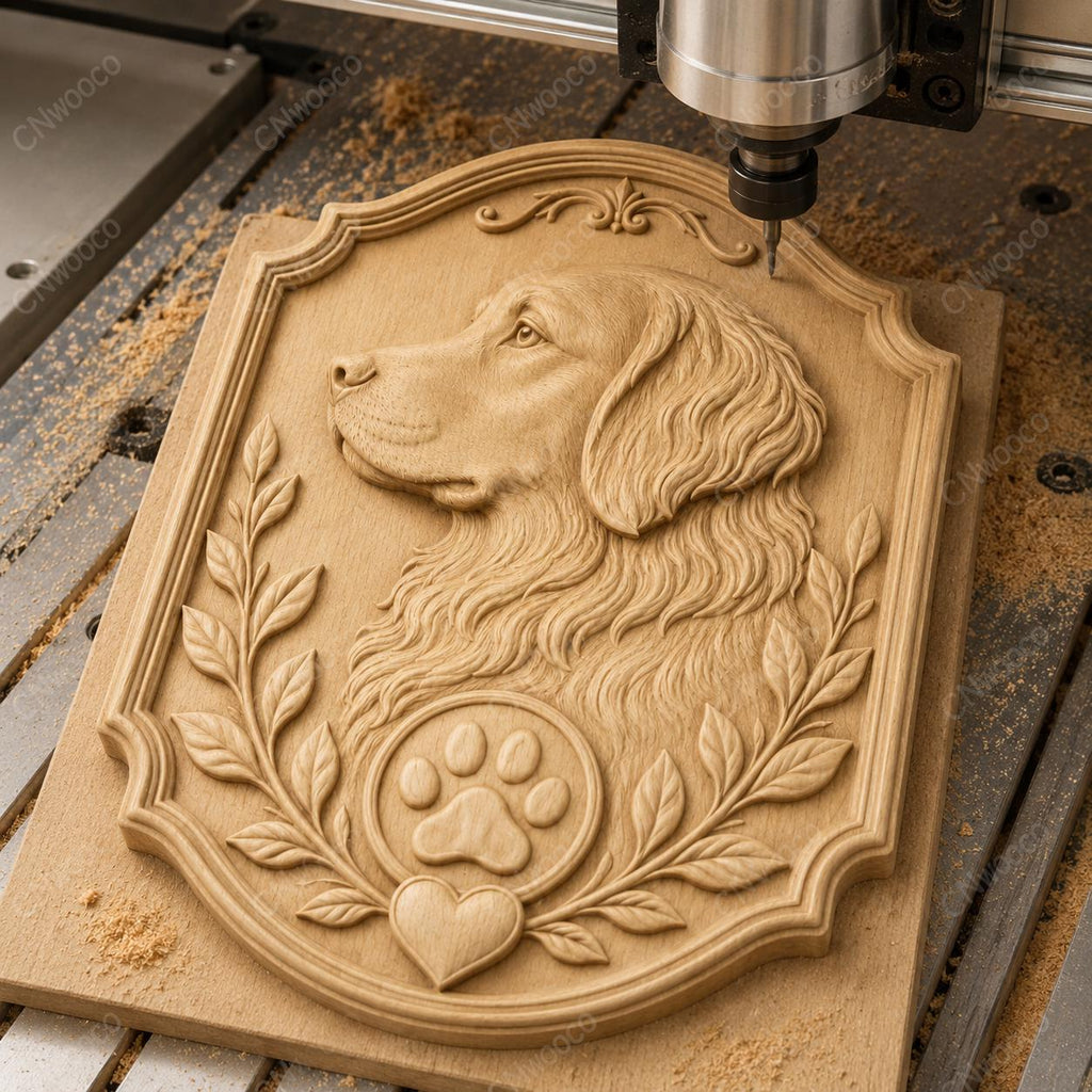 CNC & 3D-Druck Relief Hund, Haustierplakette Datei für Holzgravur, hochwertiges STL