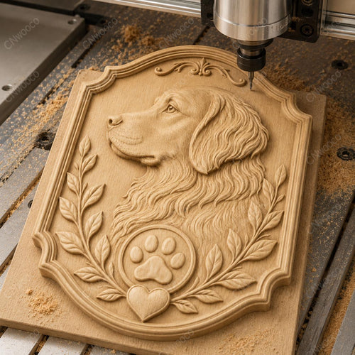 CNC & impression 3D relief portrait de chien, fichier pet plaque pour gravure bois, STL de haute qualité