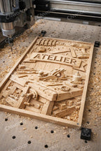 Bas-relief Atelier STL CNC – Panneau Atelier Menuiserie – Décoration Atelier Bois – Fichier CNC Routeur – Cadeau Menuisier – Compatible cnc