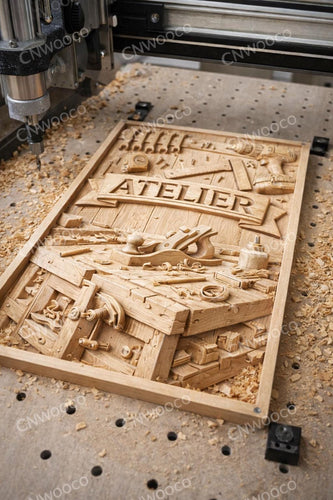 Bas-relief Atelier STL CNC – Panneau Atelier Menuiserie – Décoration Atelier Bois – Fichier CNC Routeur – Cadeau Menuisier – Compatible cnc