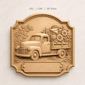 CNC- & 3D-Druck Relief Vintage Blumen-Pickup, Datei für Holzgravur, hochwertiges STL, zum Personalisieren