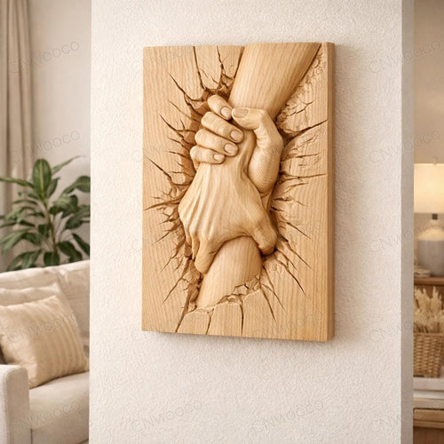 Fichier CNC mains serrées – bas-relief unité pour sculpture bois, décoration murale STL