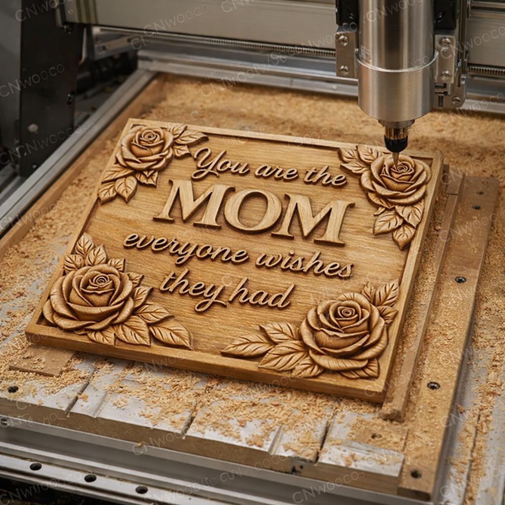Fichier CNC cœur fête des mères, bas-relief roses pour maman, décoration murale, sculpture bois, modèle gravure 3D STL