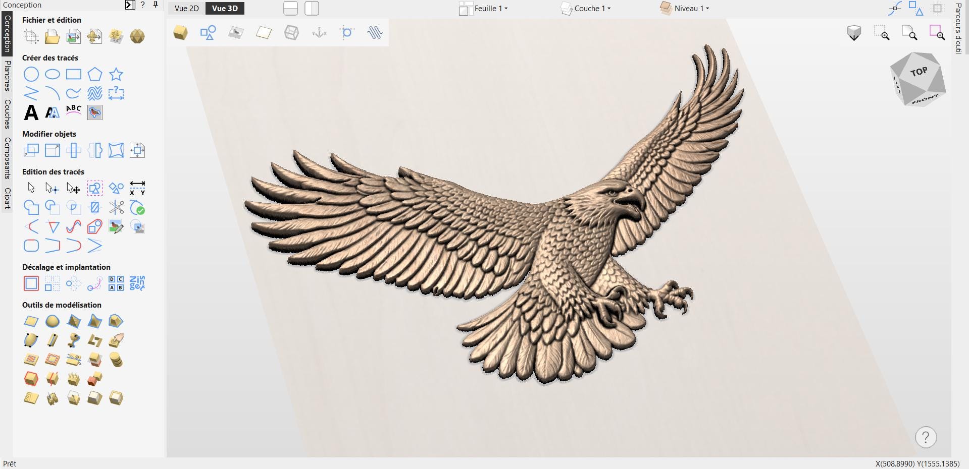 Fichier CNC & impression 3D aigle royal en vol – bas-relief d’aigle américain pour sculpture bois et décoration murale STL