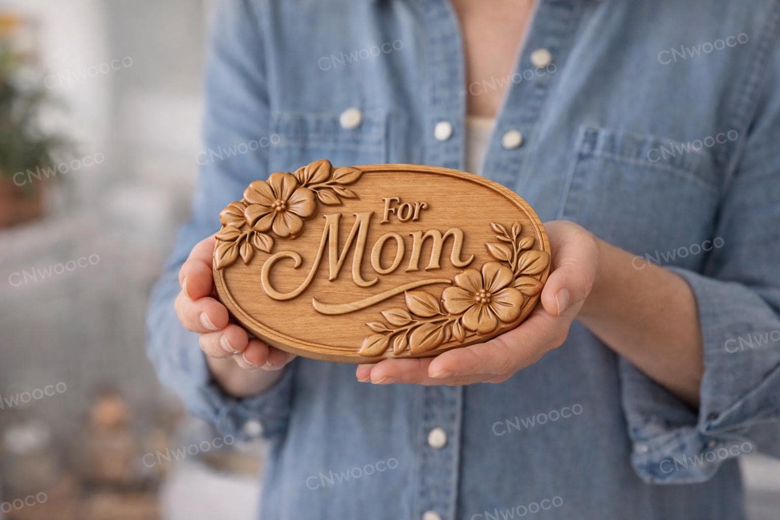 Fichier CNC panneau maman floral – bas-relief bois pour cadeau fête des mères, décoration murale STL