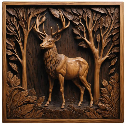 Fichier CNC pack 5 animaux sauvage, loup aigle cerf élan, bas-relief bois rustique, décoration murale, modèle gravure 3D STL