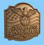 CNC & impression 3D relief God Bless America avec aigle, fichier STL très haute qualité