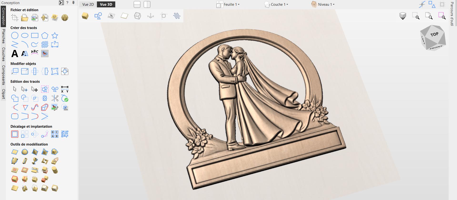 Fichier CNC mariage personnalisable couple, bas-relief bois noms et date, décoration murale, cadeau mariage, modèle gravure 3D STL